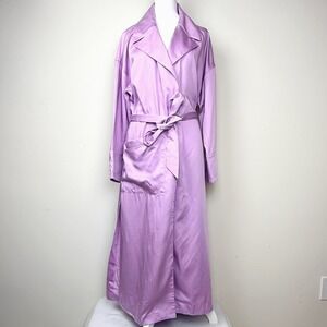 ZARA Trench Coat Womens Size‎ L Pink Long Lightweight NWT
